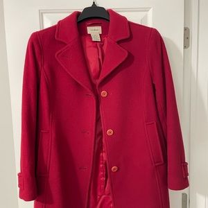 Vintage LL Bean Pea Overcoat Womens Red Lambswool